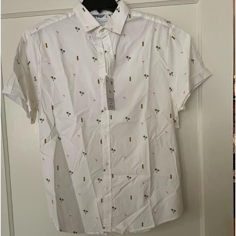 Men’s Short Sleeve Large Pineapple/flamingo  Shirt